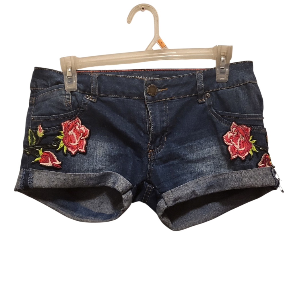 Boom Boom Jeans Blue Floral Embroidered Shorts